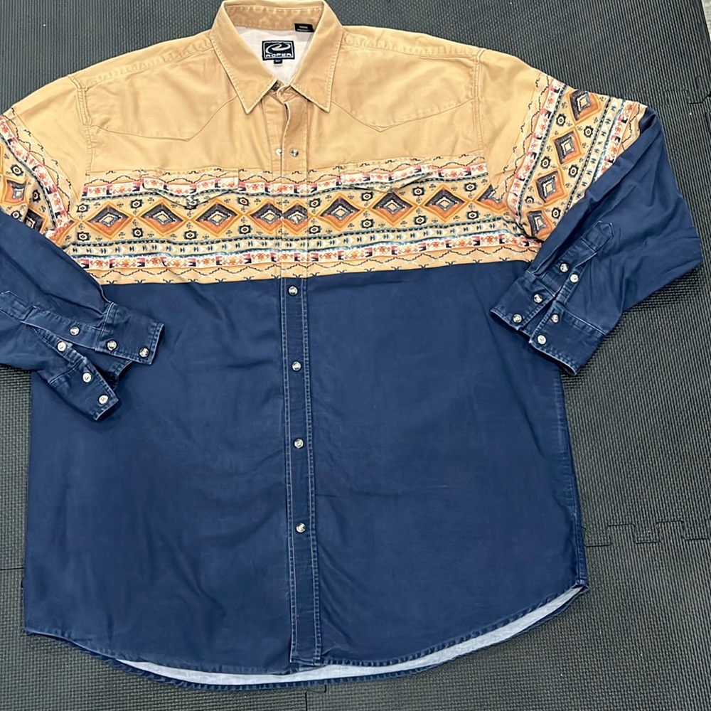 Roper shirt men’s western cowboy vaquero button snap men’s‎ 2XL 100% cotton